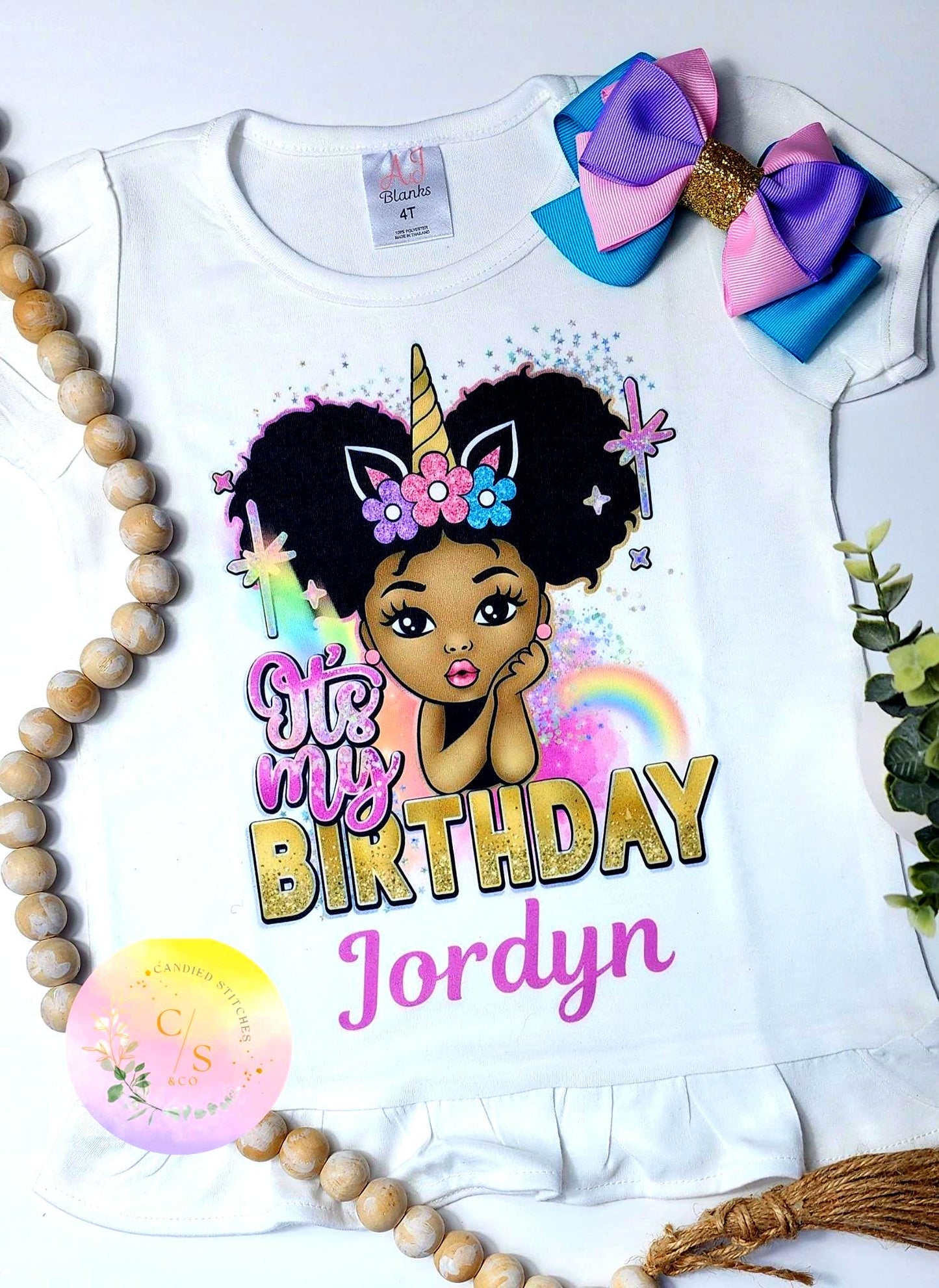 Brown unicorn girl t-shirt