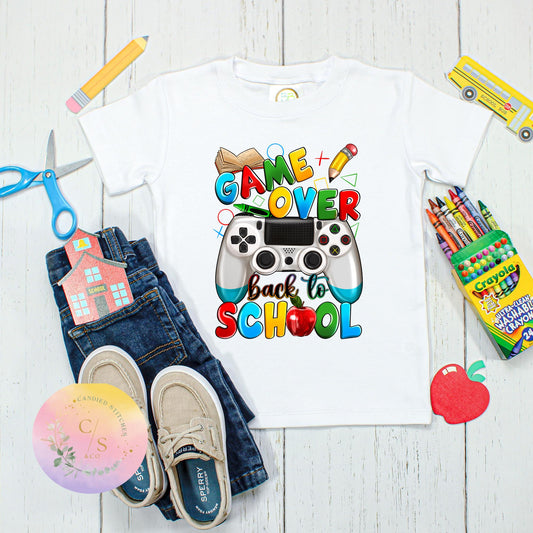 Game over school shirt | Kids fun back-to-school shirt |