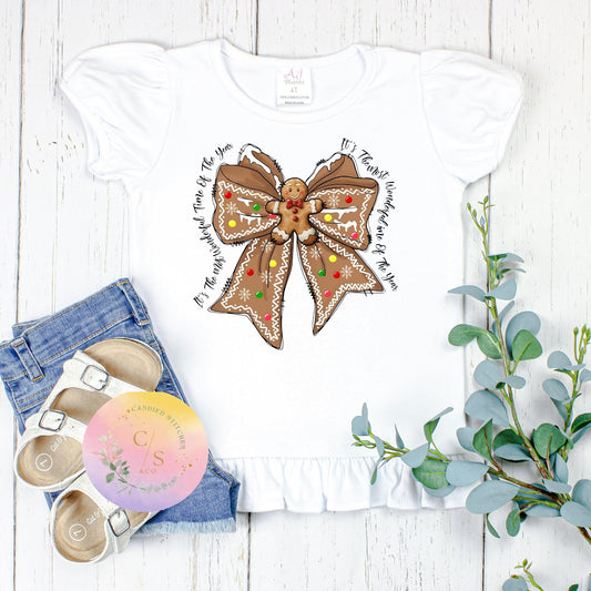 Coquette bow Christmas tee